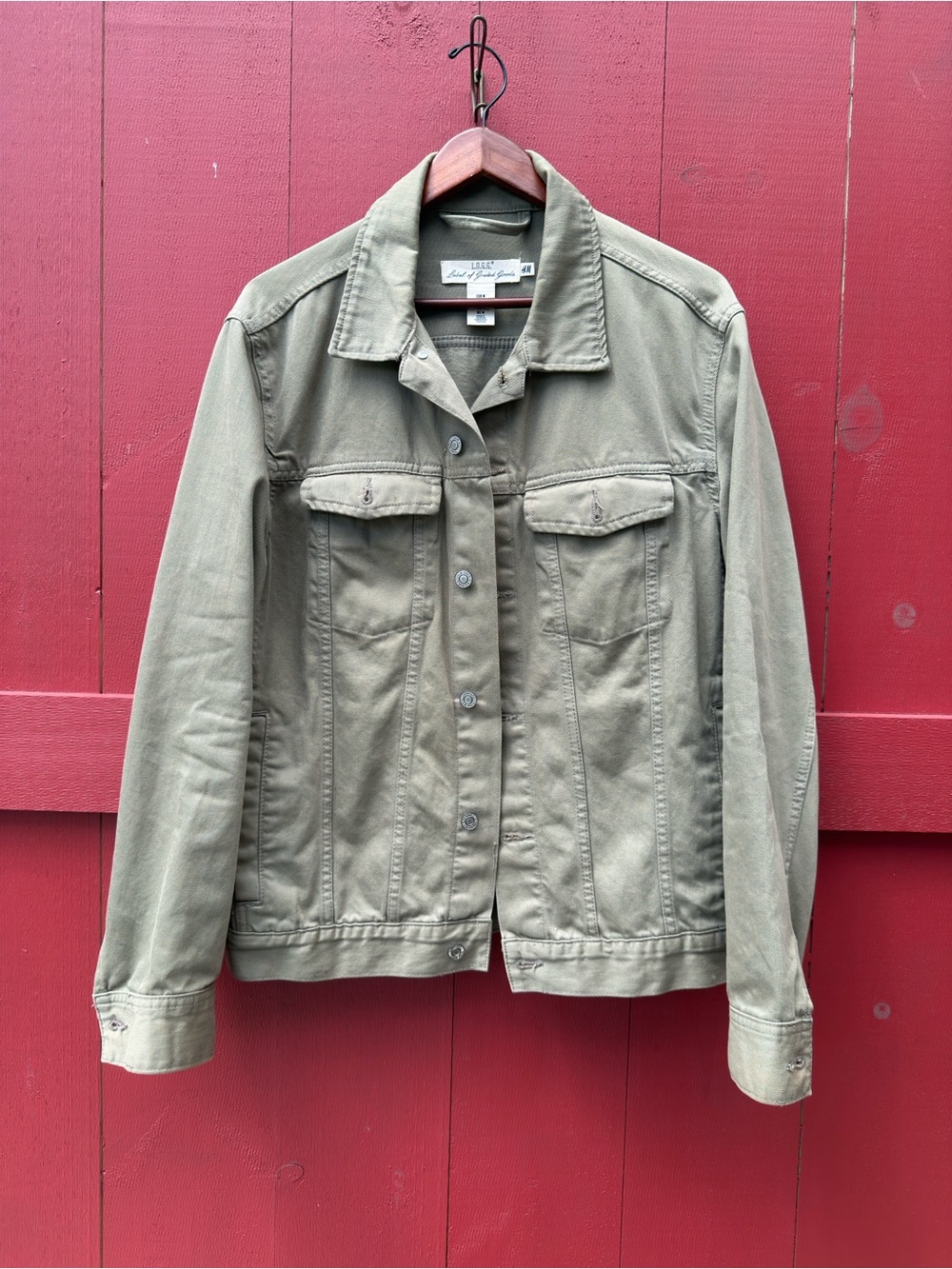 H&M Olive Green Denim-Style Trucker Jacket - Women